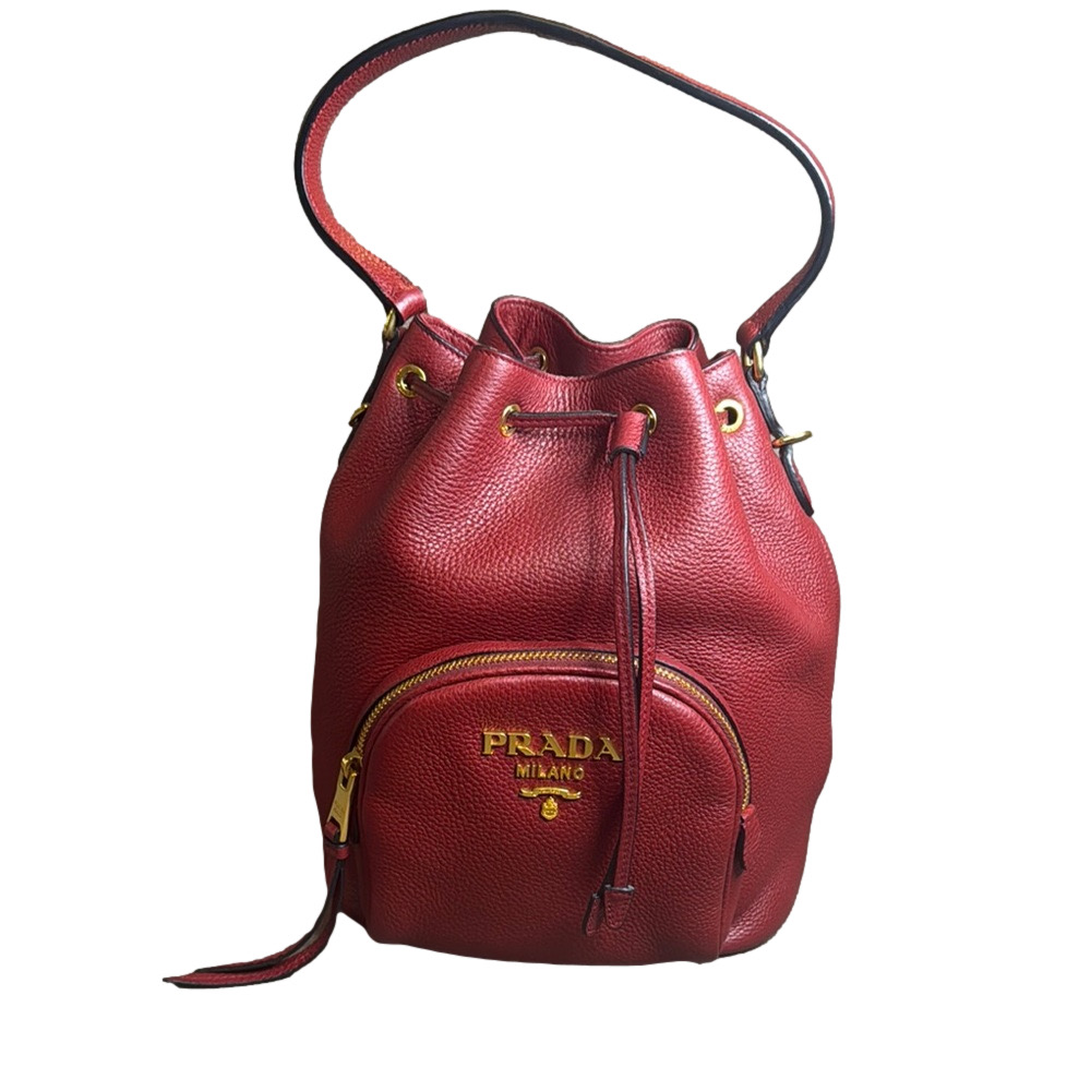 Prada Vitello Daino Rubino Leather Bucket Bag Shoulder Bag - Picture 3 of 9